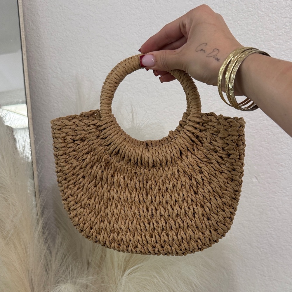 Chic Tan Woven Handbag